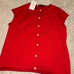 Short sleeve red knit top size small new with tags